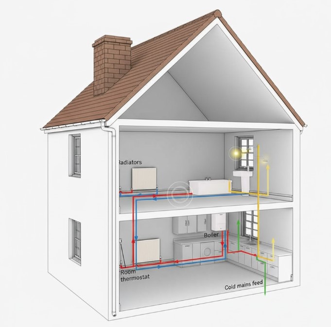 How a combination boiler works - technical diagram
