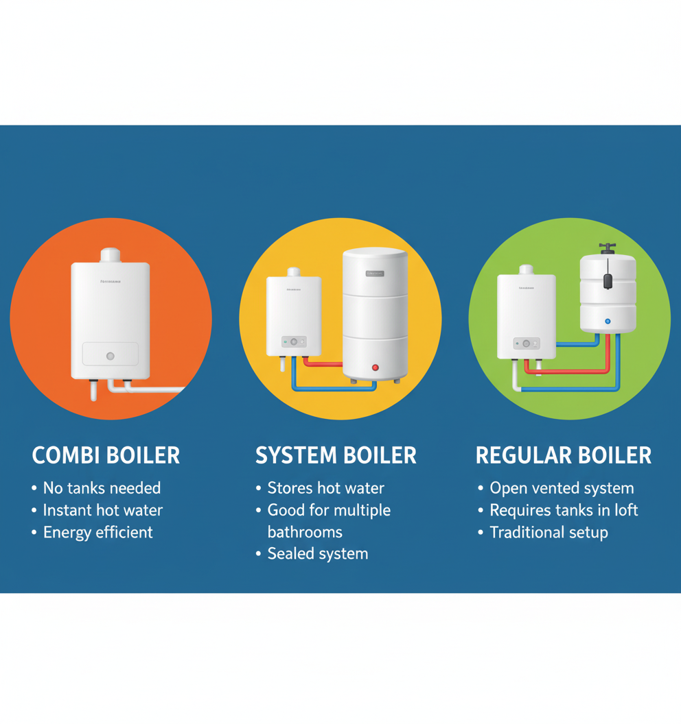 Regular (Conventional) Boiler installation showing space requirements